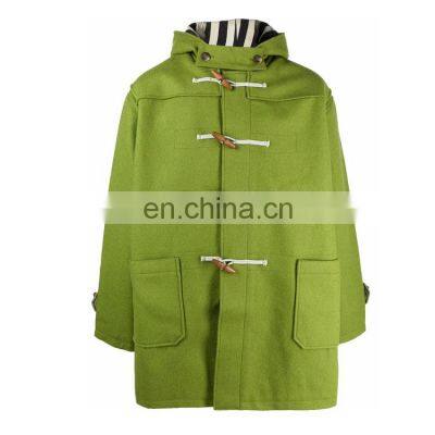 OEM double breasted hooded wool men coat long winter men custom wool coat