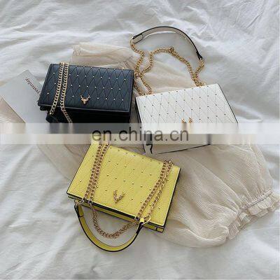 2021 Wholesale Rivets Handbags, Young Lady Purses Popular Shoulder Chain Bags For Women/