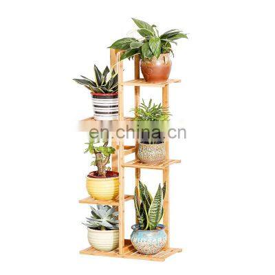 Bamboo 5 Tier 6 Potted Plant Stand Rack Multiple Flower Pot Holder Shelf Indoor Outdoor Planter Display Shelving Unit