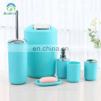 Hot Sell Plastic 6 Pieces Bathroom Set Black Color Bathroom Accessories photo-2