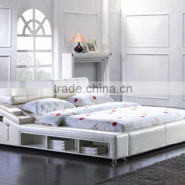 Delicate Oval shaped Design Furniture Stunning Faux Leather Soft PU LED Bed