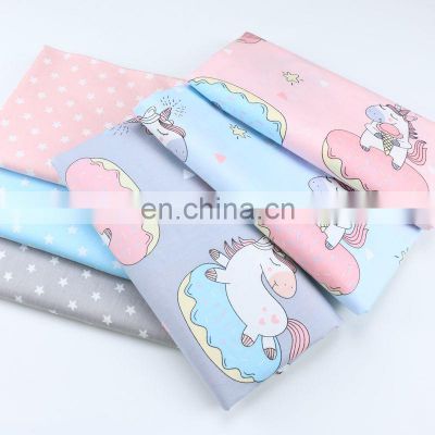 Korean cartoon unicorn pony fabric newborn baby cuddle  pure cotton star triangle printed fabric