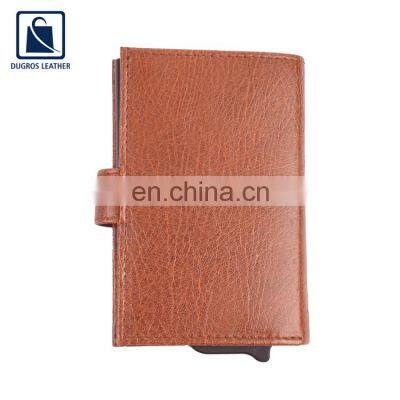 High Quality Fashion Style Loop Closure Type Nickle Fittings Short Length Genuine Leather Men's Slim Wallet at Low Price