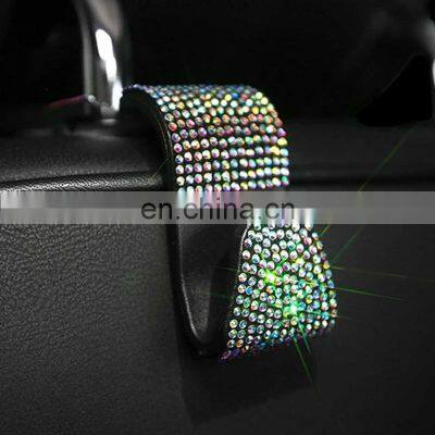 Car Seat Back Hook Diamond Bling Rhinestones Hanger Auto Back Universal Headrest Mount Storage Holder Car Interior Accessories