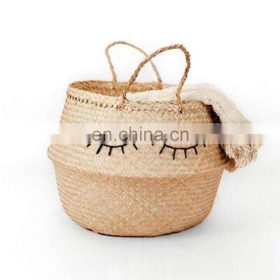 Eyelash Seagrass Belly Basket, Nook Storage, Planter Pot, Best Seller Woven Plant Holder Wholesale