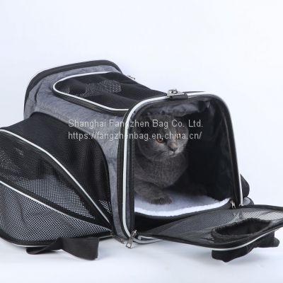 Custom hot sale dog carrying travel bag expandable pet carrier backpack