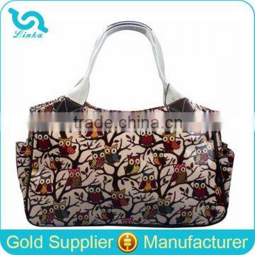 Custom Owl Pattern Oilcloth Tote Bags Lady Shopper Bag Owl Printed Tote Bag