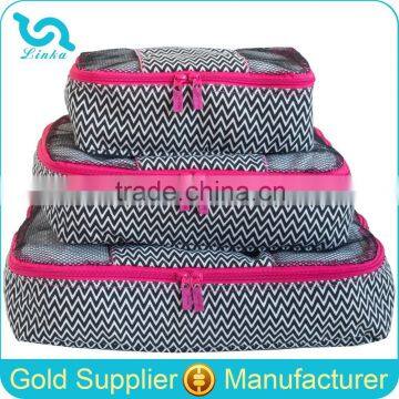 High Quality Zig Zag Print Chevron Packing Cube 3 Pcs Travel Packing Cube Set Nylon Packing Cubes