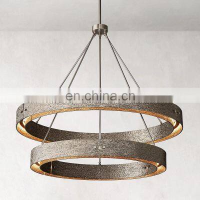 Retro Luxury Round Tier Living Room Decoration Brass Chandelier  Kitchen Bedroom Ceiling Pendant Lights