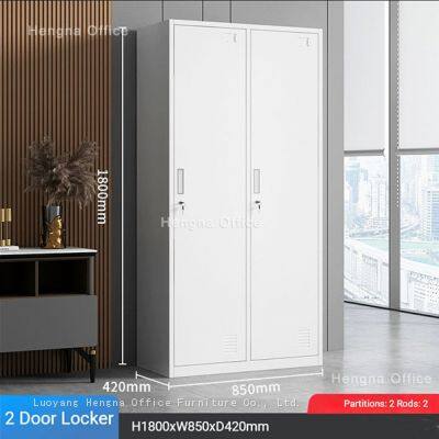 Modern 2 Door Steel Locker| Metal Wardrobe With Clothes Rod & Mirror: The Ultimate Heavy Duty Storage Solution for Home、Offices and Gyms