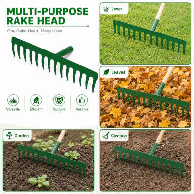 3in1 Garden Rake Rake Garden Set Garden Tools Rake Multi Function Farm Tool for Soil Loosening Weeding Leaf Cleaning and Planting