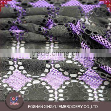 Promotion Custom Red and Purple Latest Net Embroidery Designs Elastic Mesh Fabric for Girls Dress photo-2