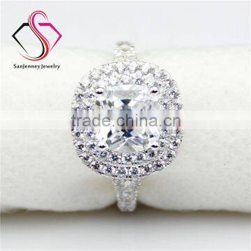 Cushion Brilliant Cut Moissanite 2 Carat 7.5mm Center 14k White Gold Diamond Wedding Engagement Ring photo-4
