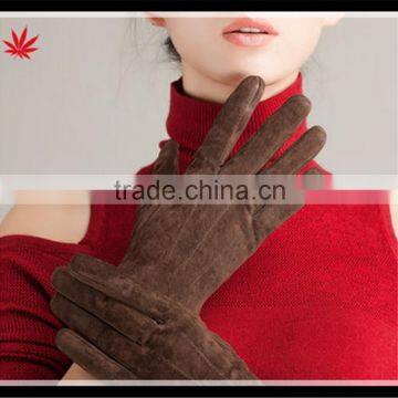 Ladies hot selling simple suede gloves with wholesale price