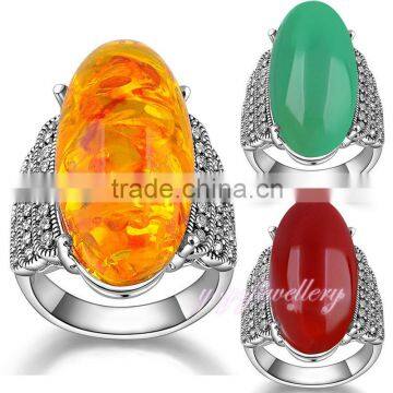 Latest fashion white gold resin big stone ring designs