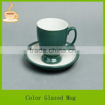 LJ-4131, LIJIN colorful ceramic glazed mug with saucer for sale