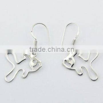 Sterling Silver Dangle Earrings Fish On Hooks