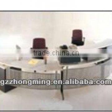 Silver Modern Curved Office Reception Desk With Glass B1205