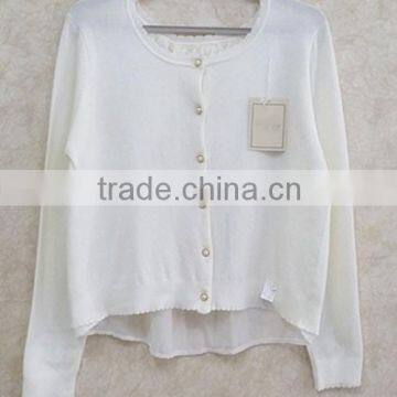 Lady Stitching Knitting Wear Casual Back Lace Stitching Sweater Cardigan