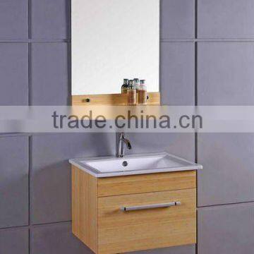 Solid Surface wash basin Bamboo vanity bathroom cabinet