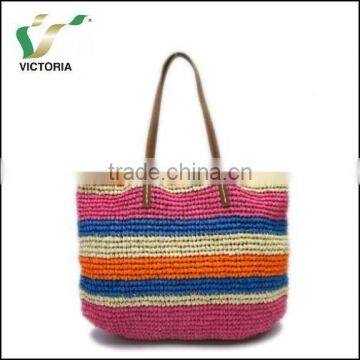 Victoria New Fashion Paper Woven Hand Crochet Straw Beach Bag Shoulder Bag