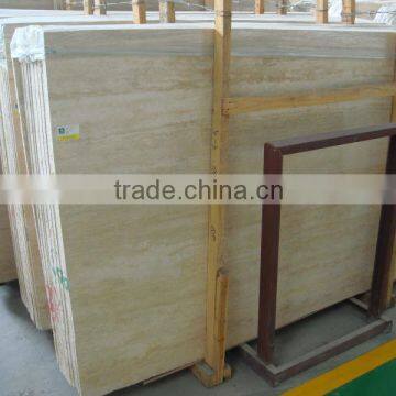 Best quality light beige travertine tile slab