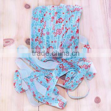 Floral Print Fold Over Elastic for Baby Headbands Choice Color of 5/8 Inch FOE Elastic By The Yard photo-3