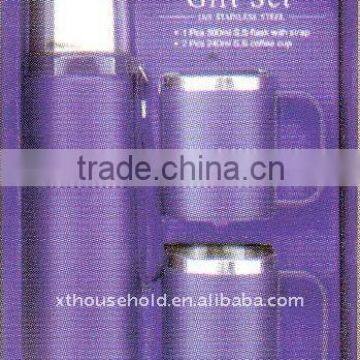 stainless steel vacuum flasks set with two coffee cups