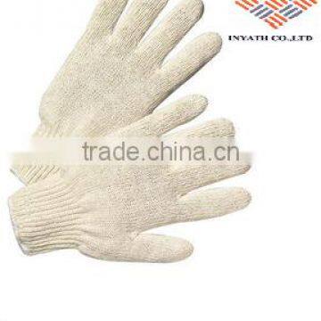 Cotton And Polyester Seamless Knit Uncoated Work Gloves With Cotton And Polyester Liner, Elastic Cuff And Wing Thumb