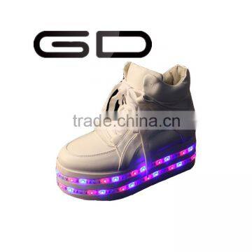 GD USB charge twin lamps flashing sole led wears ladies high top shoes