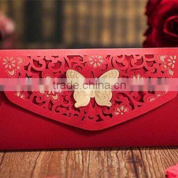 new design ,luxury embossed butterfly red packets