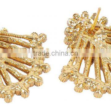 Indian Traditional Orange & Gold Plated Color Polki Earring For Women's photo-5
