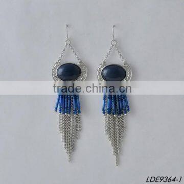 Blue and silver tassel earrings colorful tassel earrings