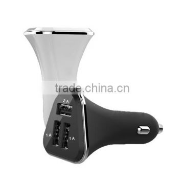 Special shape plastic 5.2A 5v usb car charger 3 port for smart phone