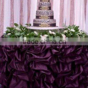 Graceful bridal table cloth with ruffles, satin fabric table cloth for wedding