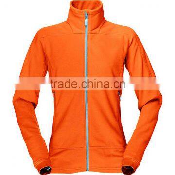 Orange branded fleece jacket for outdoor use