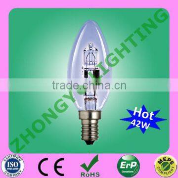 C35 E14 42W eco halogen candle clear bulb 220-240V