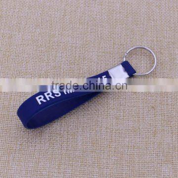 Custom printing logo blue bracelet keychain/cheap silicone pvc keychain wholesale