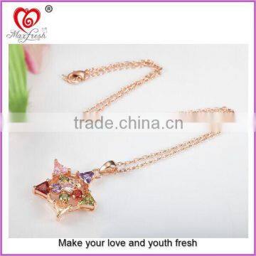 Wholesale Modern Chain Necklace Star shape Pendant Necklace Copper Gemstone Necklace Chain