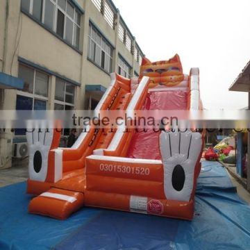 kids funny inflatable cat slide/ inflatable hippo