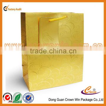 New design Fashion Luxury Gold Color Paper Shopping Bag