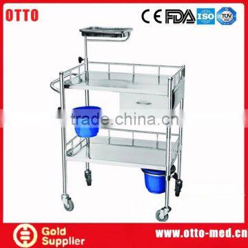 Stainless steel treatment trolley with drawer