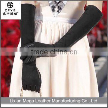 Hot-Selling High Quality Top Products black Long suede Leather Gloves For Women