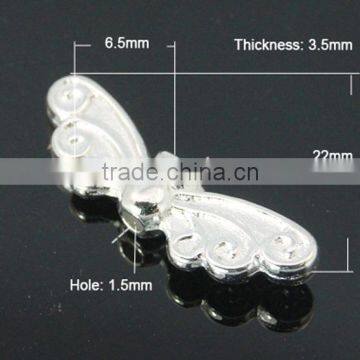 Silver Color Alloy Wing Beads, Lead Free & Cadmium Free(ZX-PALLOY-B0358-S)