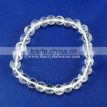 Crystal Quartz Round Beads Stretchable Bracelet
