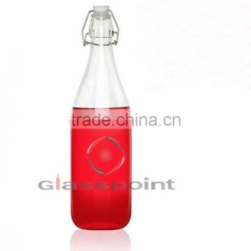 Soda drinking glass bottle, soda bottle with swing top