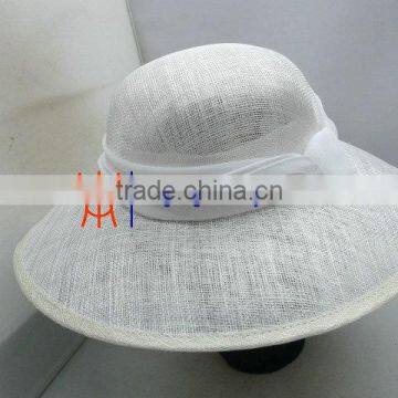 Natural White Straw Braid Ladies Sinamay Church Hats For Banquet