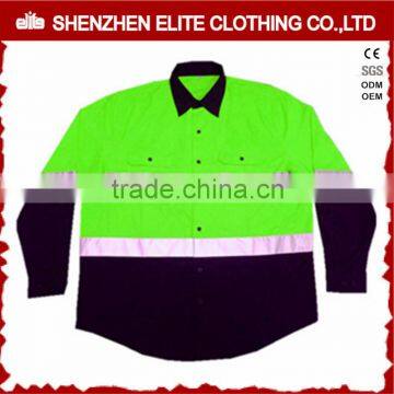 men outdoor cotton high vis work shirts green