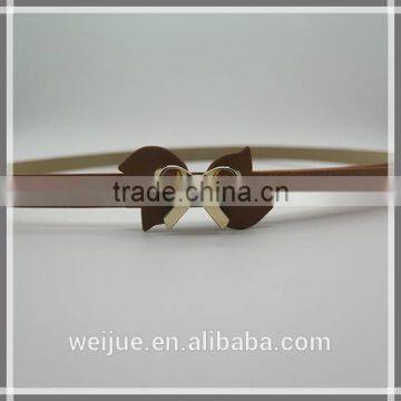 Wholesale good quality cute bowknot alloy skinny leather belt for women