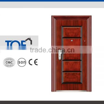 Simple design and wood color industrial steel entry doors